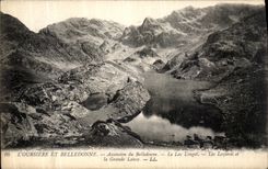 VINTAGE POSTCARD L Oursiere and Belledonne Climbing of Belledonne the lake Longet Lozeres and the large lance
