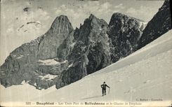 VINTAGE POSTCARD Dauphine Three Peaks of Belledonne and the Glacier of Freydane