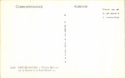 VINTAGE POSTCARD Bridge in Royans Old women Houses on Bourne and the Picardy Bridge