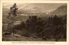 Camino de la POSTAL de la VENDIMIA de chartreuse grande el castillo de Bouqueron y el valle de Grenoble