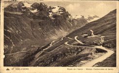 VINTAGE POSTCARD Road of L Iseran House Metal corner piece and laces
