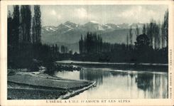 VINTAGE POSTCARD L Isere has L island D love and the Alps