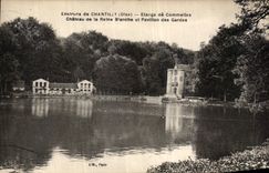 VINTAGE POSTCARD Surroundings of Chantilly Ponds of Commelles Castle of the White Queen and House of the Guards