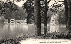 VINTAGE POSTCARD Chantilly Pond of the White Queen the Castle and the House of the Guards