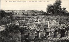 Ruinas de la POSTAL de la VENDIMIA de Champlieu les Bains y del teatro