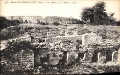 VINTAGE POSTCARD Ruins of Compieu Les Bains and the theater