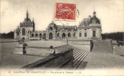 VINTAGE POSTCARD Castle of Chantilly Seen from of the terrace