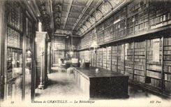 VINTAGE POSTCARD Castle of Chantilly the library