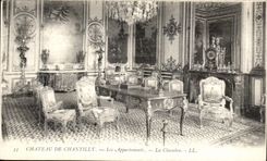 VINTAGE POSTCARD Castle of Chantilly Apartments the room