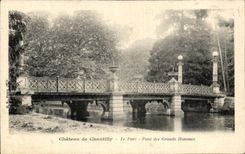VINTAGE POSTCARD Castle Of Chantilly the Park Bridge of the great men