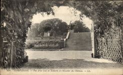 VINTAGE POSTCARD Compiegne the Castle Seen from under the Arbor and L Staircase of the castle