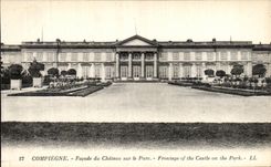 VINTAGE POSTCARD Compiegne Frontage of the Castle on the Park