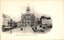 VINTAGE POSTCARD Compiegne Town hall and Statue of Jeanne D Arc