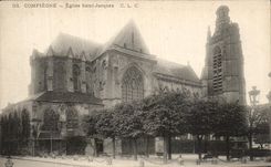 VINTAGE POSTCARD Compiegne Church Jacques Saint