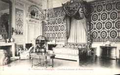 VINTAGE POSTCARD Castle of Compiegne Chambre has Coucher of Marie Antoinette