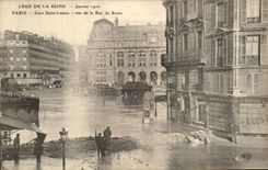 CPA Paris Crue De La Seine Gare Saint Lazare 