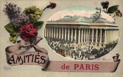 VINTAGE POSTCARD Friendships of Paris the Stock Exchange