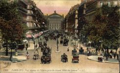 VINTAGE POSTCARD Paris L Avenue of L Operated Taken Large Hotel of the Louvre