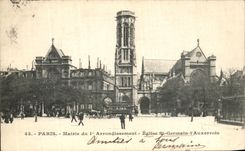 VINTAGE POSTCARD Paris Town hall of the 1st District Church German St L Auxerre native