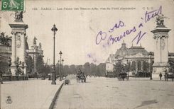 VINTAGE POSTCARD Paris Palates of Beautiful arts Seen Of Bridge Alexandre