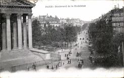 VINTAGE POSTCARD Paris Boulevard of the Madeleine