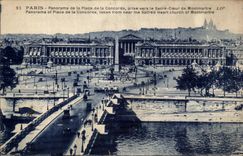 VINTAGE POSTCARD Paris Panorama of the Place of the Harmony taken towards the Sacring Heart of Montmartre