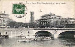 CPA Paris Pont au Change Theatre Sarah Bernhardt et Place du Chatelet