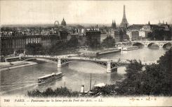 VINTAGE POSTCARD Paris Panorama on the Seine taken of the Bridge of Arts