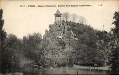 VINTAGE POSTCARD Paris Hillocks Chaumont Rock of the Sibyl and View point