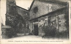 VINTAGE POSTCARD Paris Frontage of L Church Julien Saint the Poor one with Old Baptistry