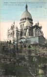 VINTAGE POSTCARD Paris Basitique of the Sacring Heart of Montmartre Public garden St Pierre and Provisional Abri of the Savoyard one