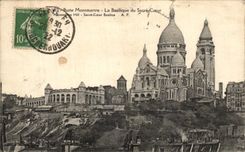 VINTAGE POSTCARD Montmartre Hillock the Basilica of the Sacring Heart