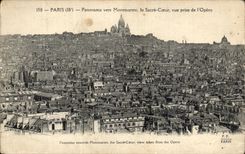 VINTAGE POSTCARD Paris Panorama towards Montmartre the Sacring Heart Seen from of L Operated