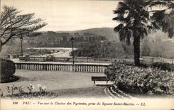 VINTAGE POSTCARD Pau Seen On the Chain of the Pyrenees Taken of the Holy public garden Martin