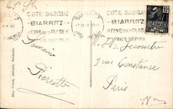 VINTAGE POSTCARD Biarritz Rocks Of Main beach Against day