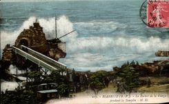 VINTAGE POSTCARD Biarritz the Rock of the Virgin During the Storm