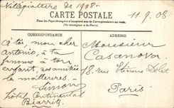 VINTAGE POSTCARD Biarritz the Bellevue Casino and Les Bains Heats