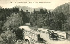VINTAGE POSTCARD the Mount Gilds Road of Sancy and Pont of Chaumet Voiture has ass