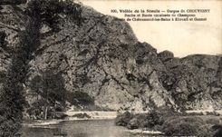VINTAGE POSTCARD Valley of Sioule Falls De Chouvigny Rock and rote encaissee of Champeau