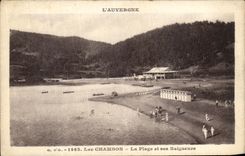 VINTAGE POSTCARD the Lake Chambon the Beach and Its Bathers