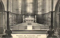 VINTAGE POSTCARD Surroundings of Riom Mozac Interior of L Church Chorus