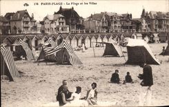VINTAGE POSTCARD Paris Beach the Beach and Villas
