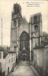 Puerta del ataque frontal de Toul de la POSTAL de la VENDIMIA y cuadrado de L St Gengoult de la iglesia
