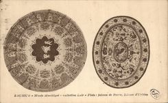 VINTAGE POSTCARD Saumur Museum Muncipal Collection Dormouse Dishes earthenware of Rouen Urbino