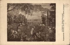 VINTAGE POSTCARD Saumur Municipal Museum Tapestry of the Goblins garden children