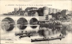 VINTAGE POSTCARD Angers View On the bridge Of the Low Chain and the Castle sinners Boat