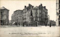 VINTAGE POSTCARD Angers Places Marguerite D Anjou and street of the Station