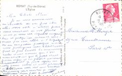 VINTAGE POSTCARD Royat L Church