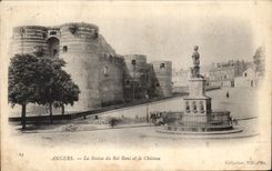VINTAGE POSTCARD Angers the Statue of King Rene and the Castle