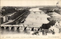 VINTAGE POSTCARD Angers View Bridges Maine